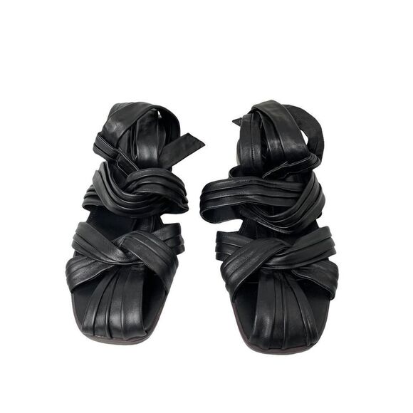 SAM EDELMAN Imogene leather Wrap gladiator Sandals Sz 8 black boho lagenlook - Picture 2 of 7